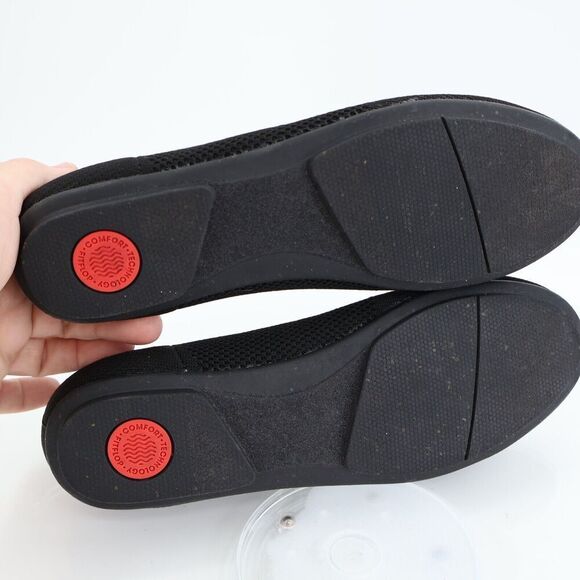 FitFlop Allegro Shoes 7 Loafer Black Textile Knit Slip On Ballet Flats - Picture 8 of 11